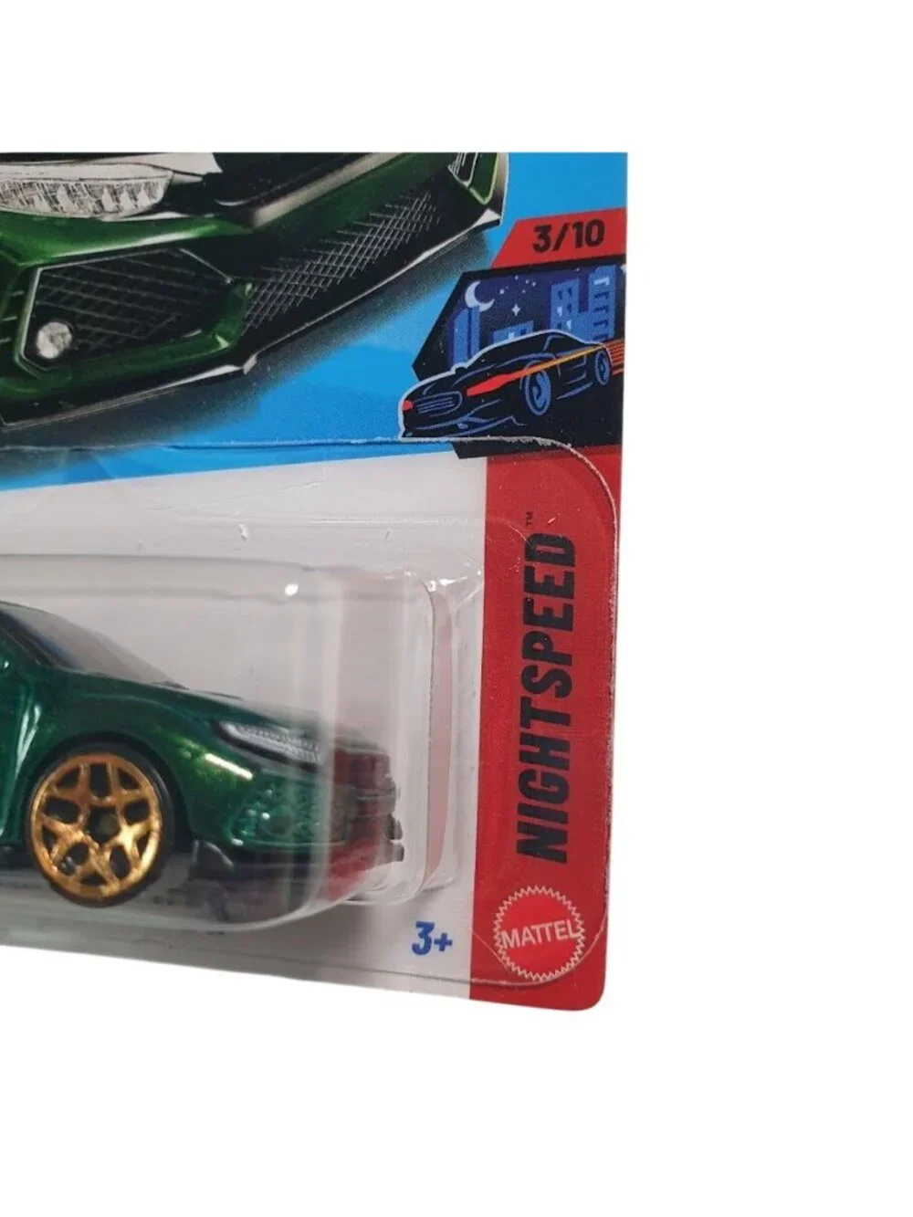 Hot Wheels 2018 Honda Civic Type R Night Speed Series Green Gold Wheels Mattel
